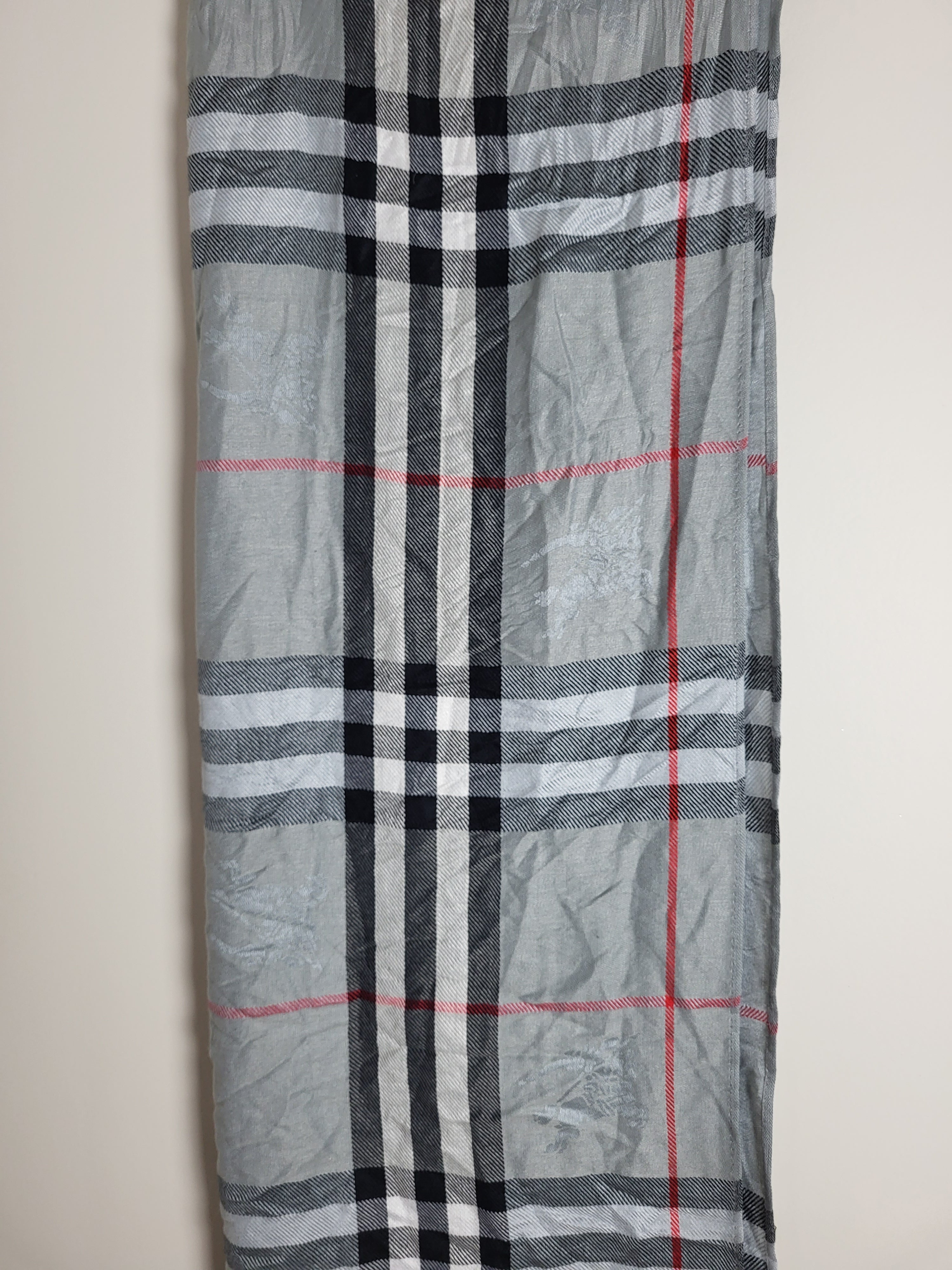 Burberry London Schal Tuch Grau Tartan Kaschmir Seide