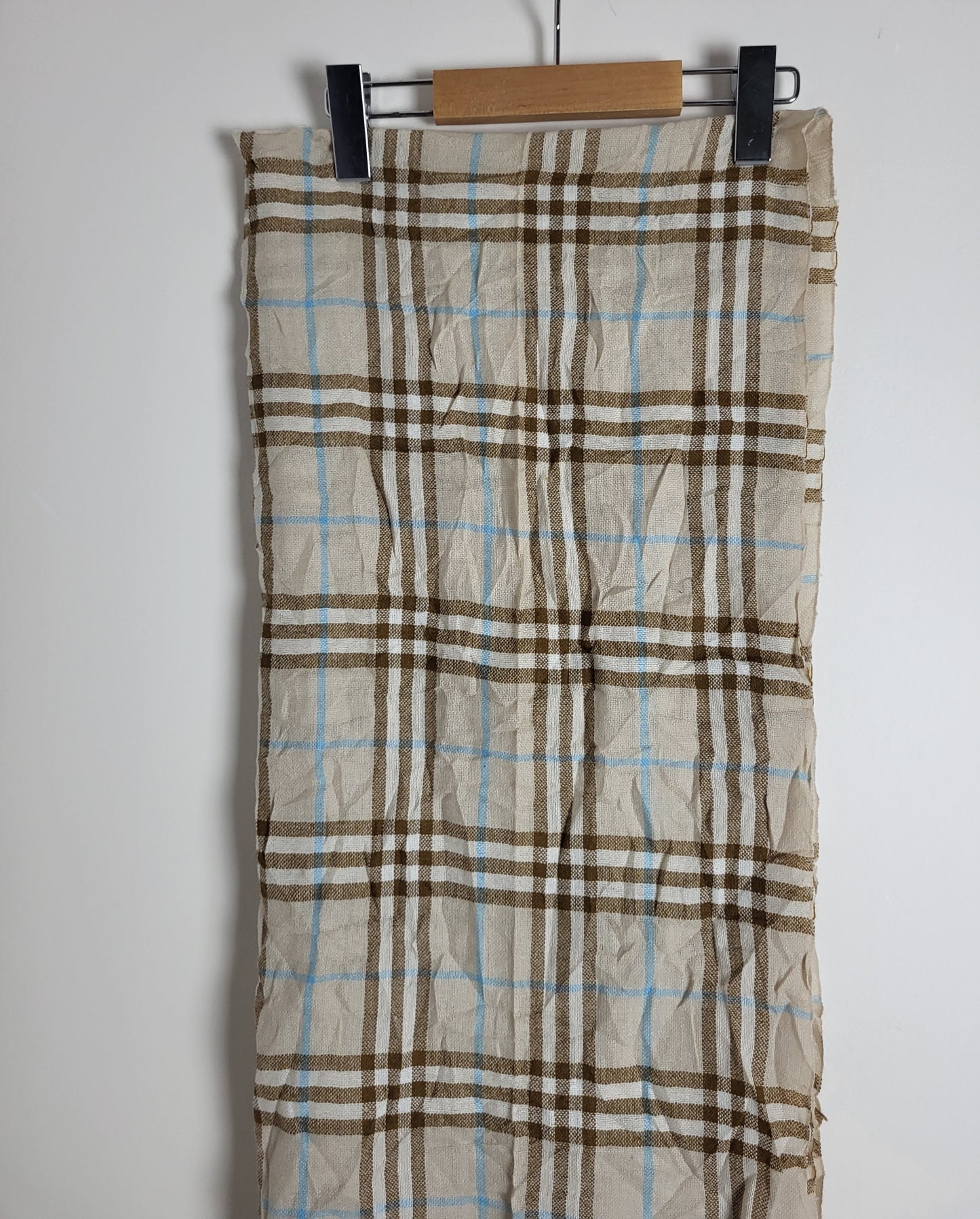 Burberry London - Vintage Schal / Tuch - Beige Tartan- Kaschmir - 175 x 65