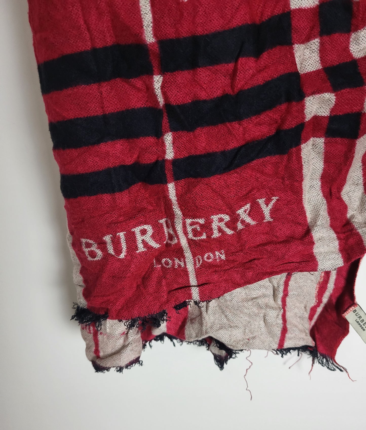 Burberry London - Schal / Tuch - Rot Tartan - Kaschmir / Seide - 160 x 60