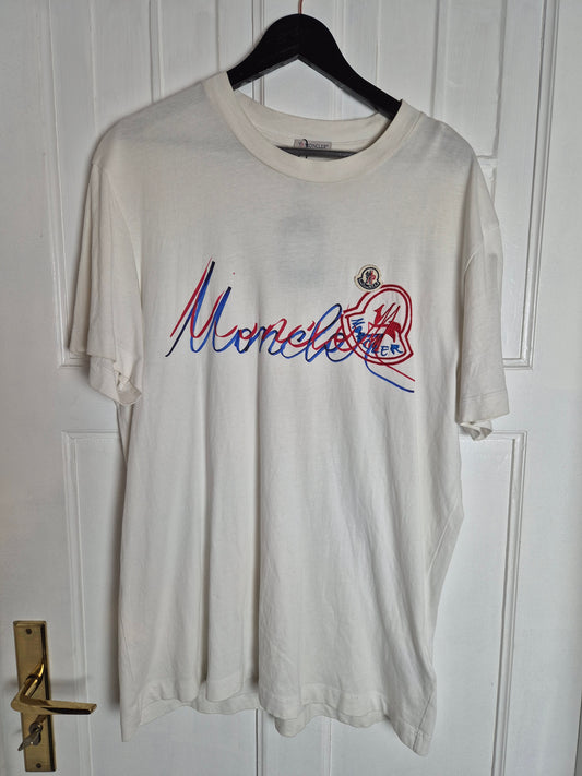 Moncler - T-Shirt - Weiß mit Print und Stick - Herren - XL