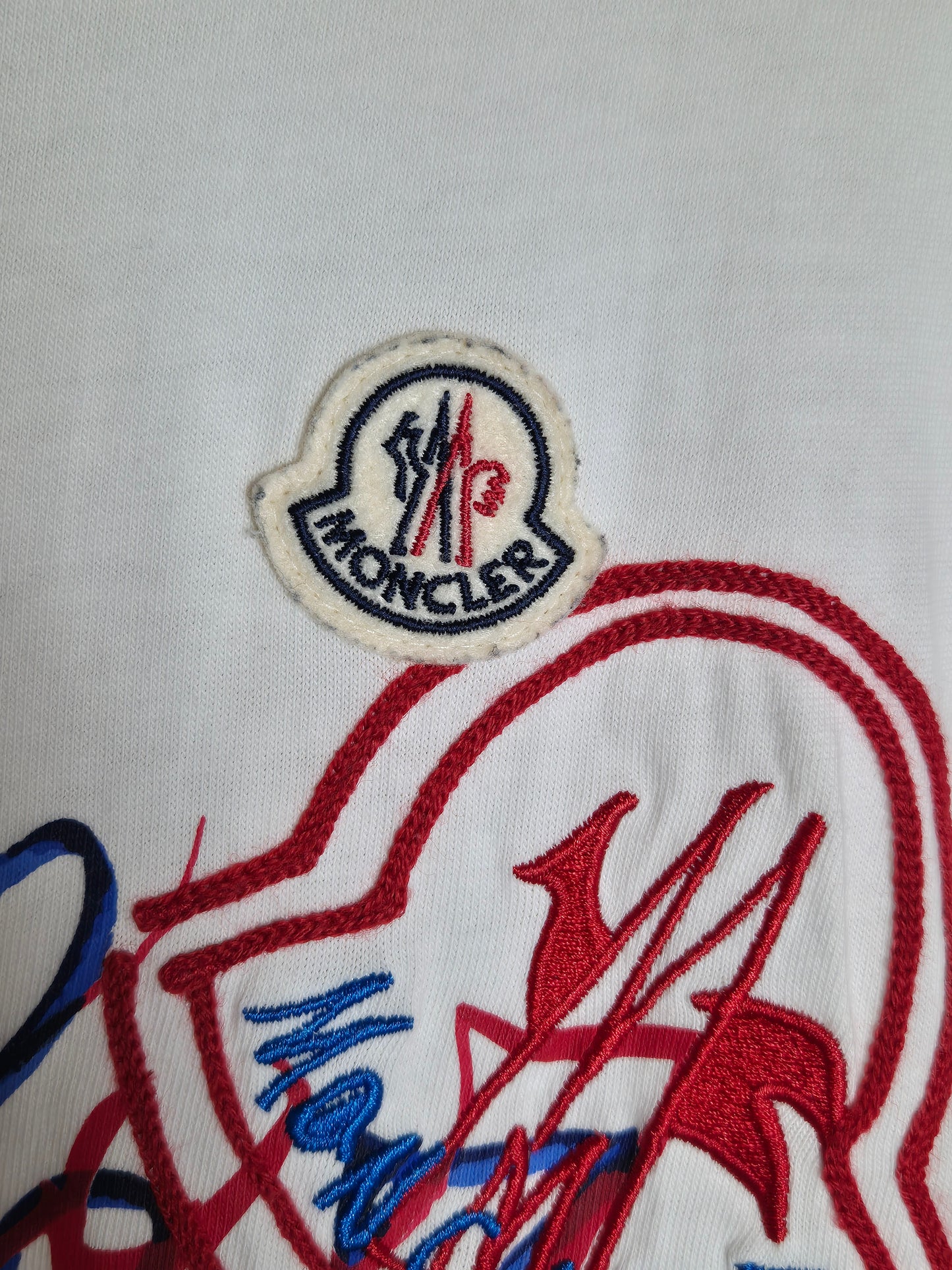 Moncler - T-Shirt - Weiß mit Print und Stick - Herren - XL