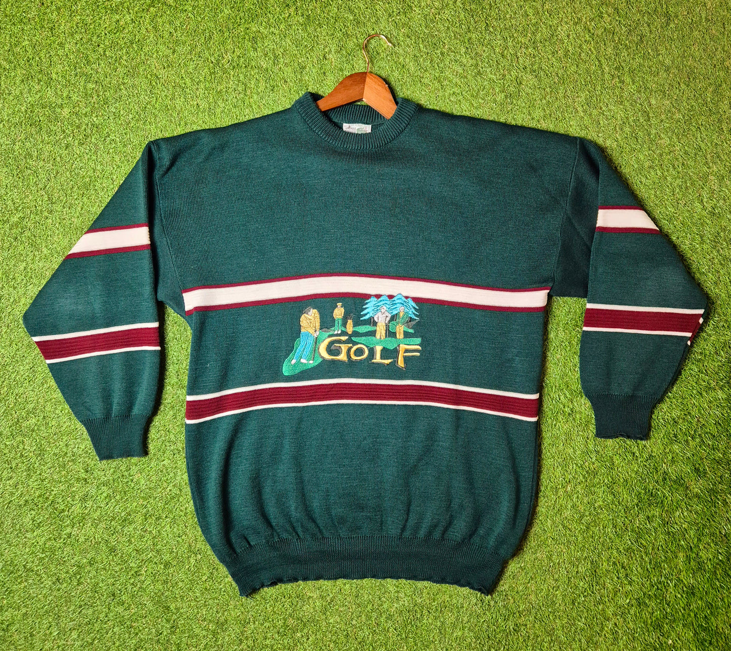 Original/Auth Lacoste - Vintage Pullover - Grün mit Golf Stick - XXL