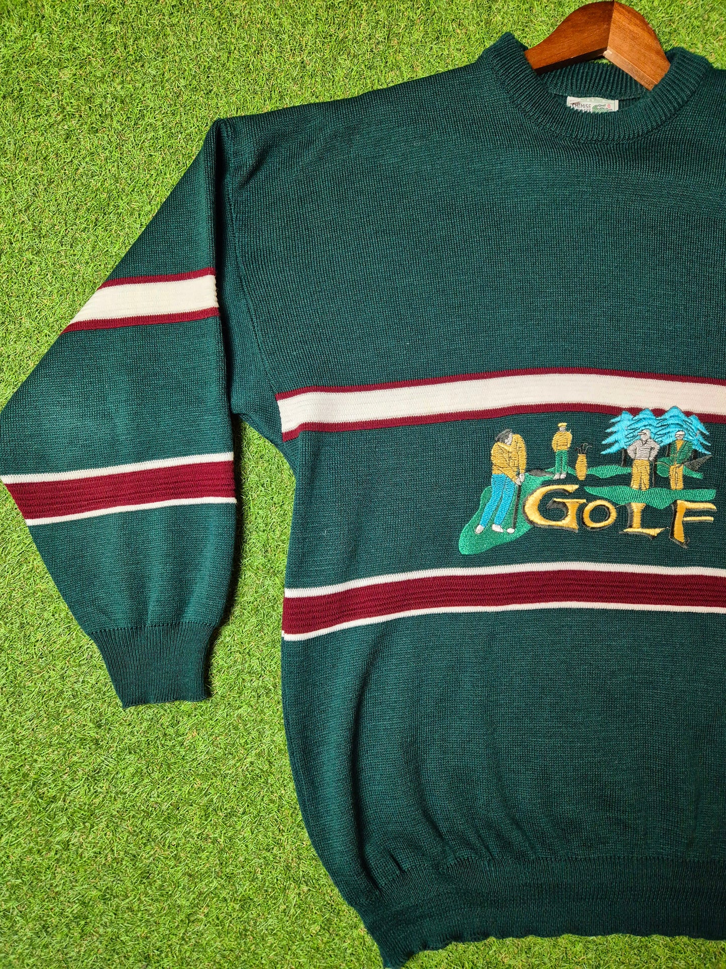 Original/Auth Lacoste - Vintage Pullover - Grün mit Golf Stick - XXL