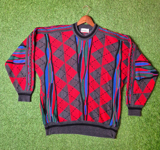 Original/Auth Carlo Colucci - Vintage Pullover - Bunt mit Muster - L/XL