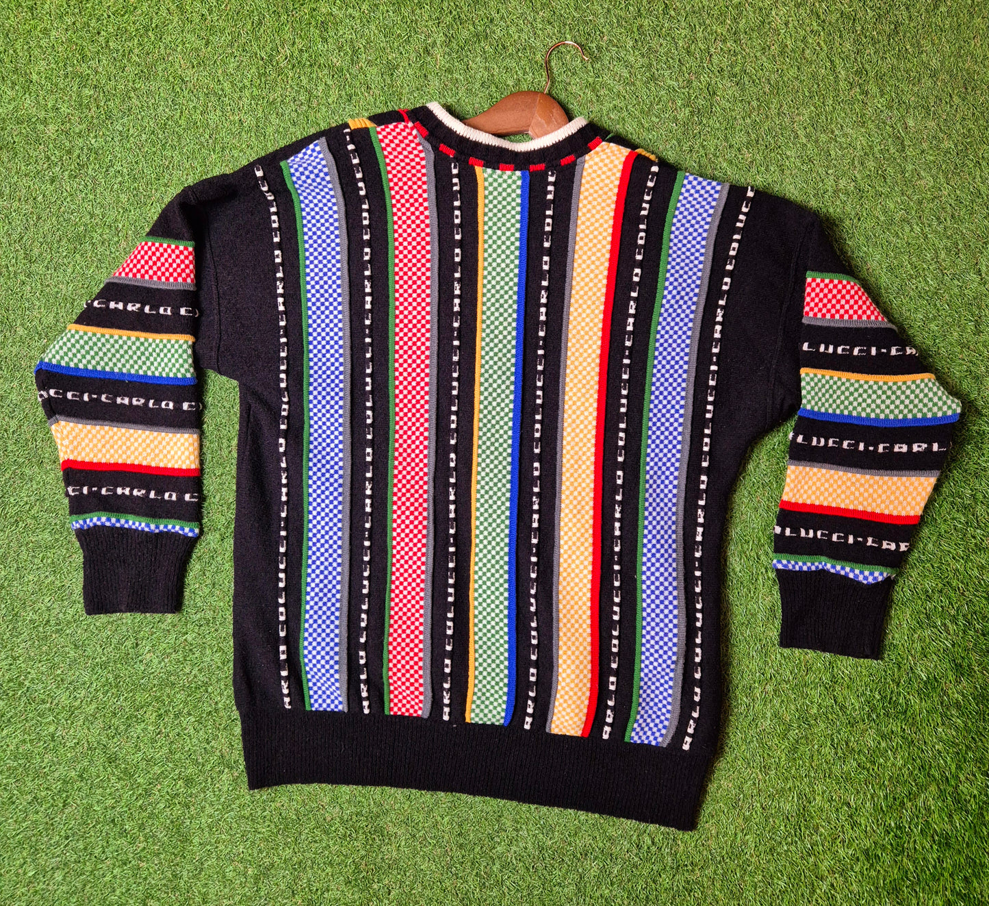 Original/Auth Carlo Colucci - Vintage Pullover - Bunt mit Hahn Muster - M/L (52)