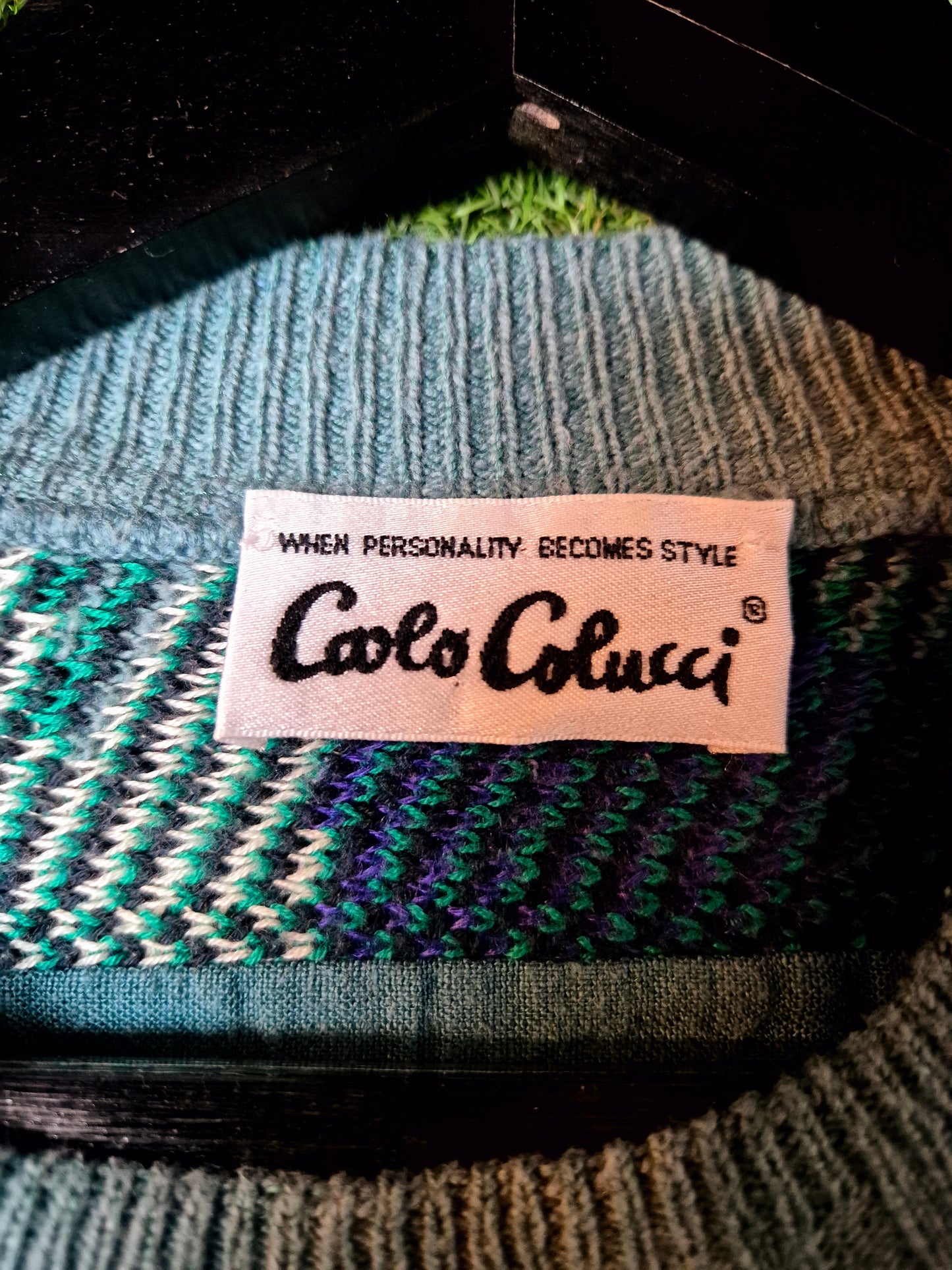 Original/Auth Carlo Colucci - Vintage Pullover - Bunt mit Gemüse Muster - L/XL (56)