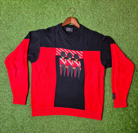 Original/Auth Carlo Colucci - Vintage Pullover - Rot mit England Muster - M (50)