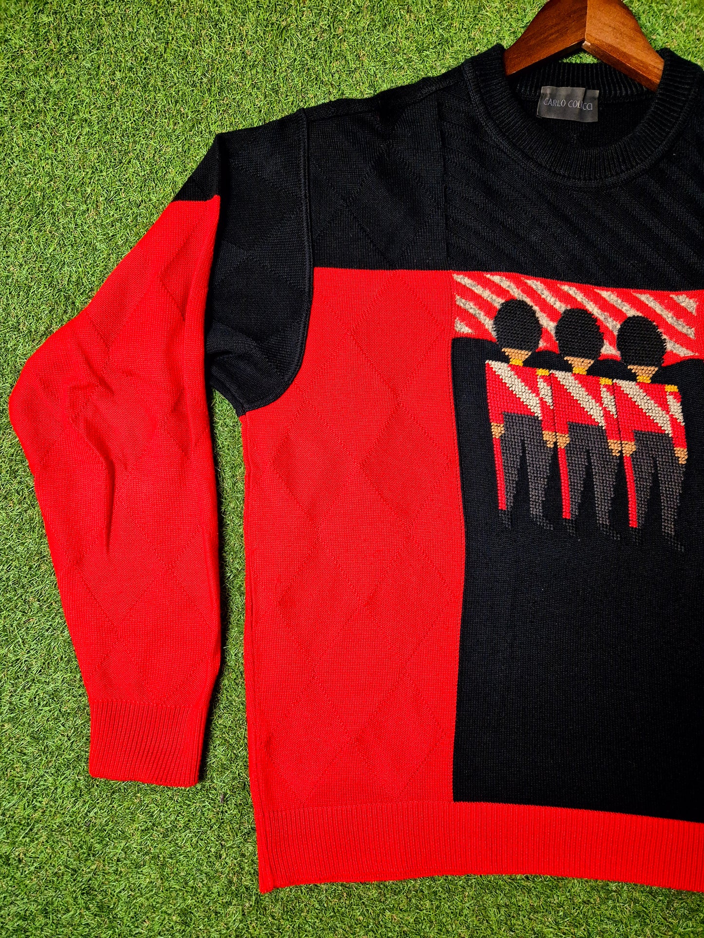 Original/Auth Carlo Colucci - Vintage Pullover - Rot mit England Muster - M (50)