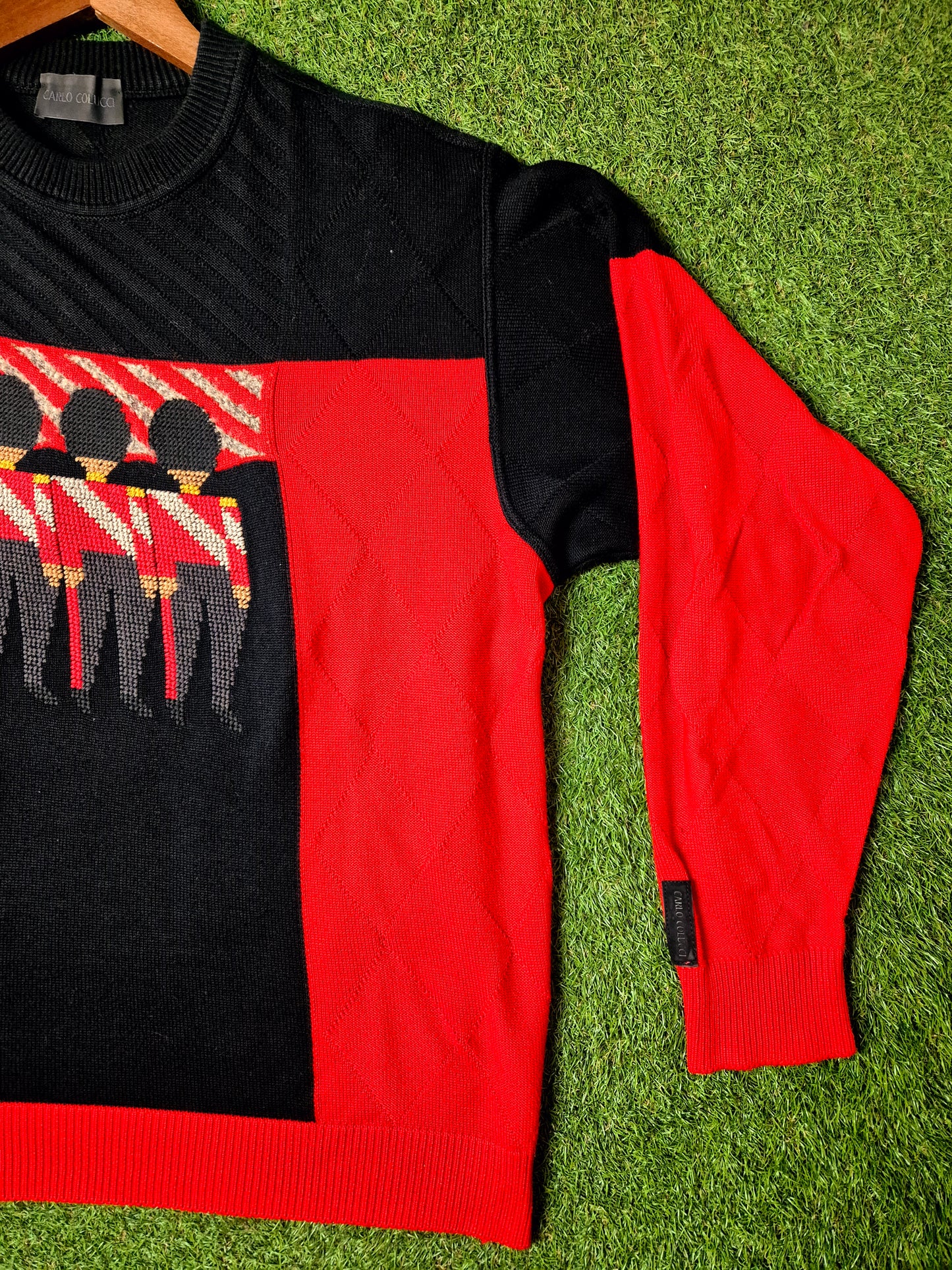 Original/Auth Carlo Colucci - Vintage Pullover - Rot mit England Muster - M (50)