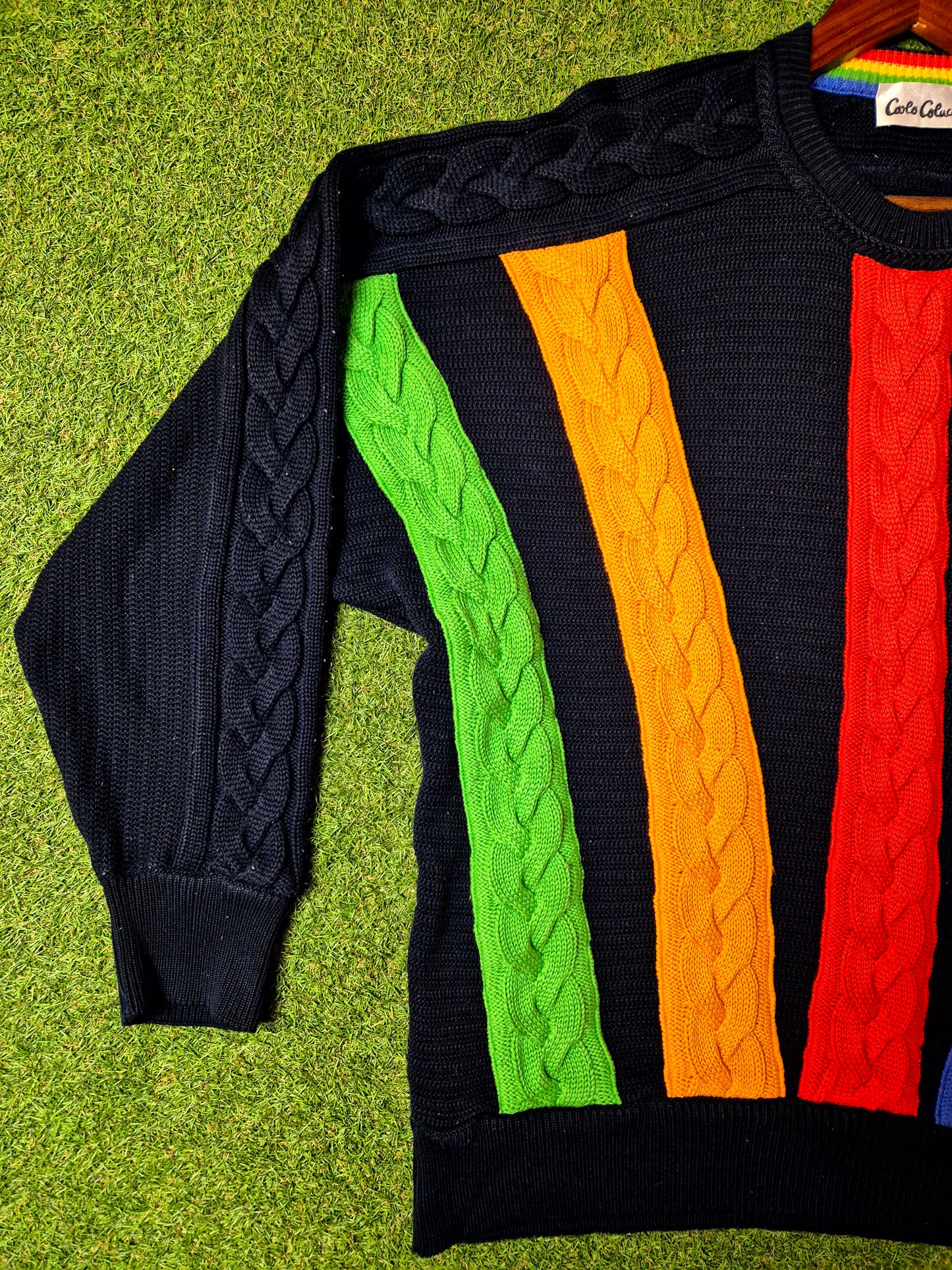 Original/Auth Carlo Colucci - Vintage Pullover - Bunt mit Regenbogen Muster - S/M (48)