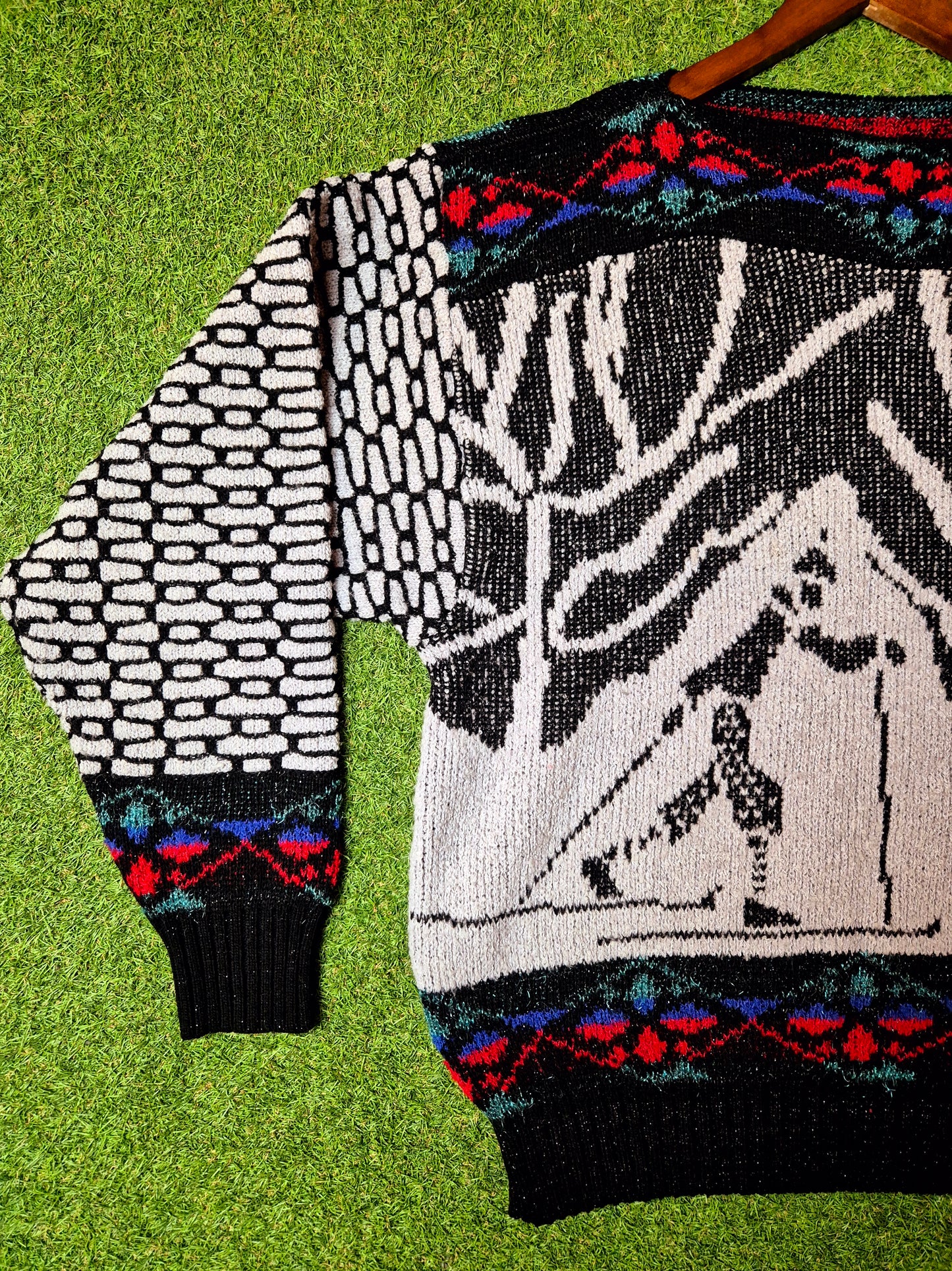 Original/Auth Carlo Colucci - Vintage Pullover - Grau mit Ski Muster - M/L (52)