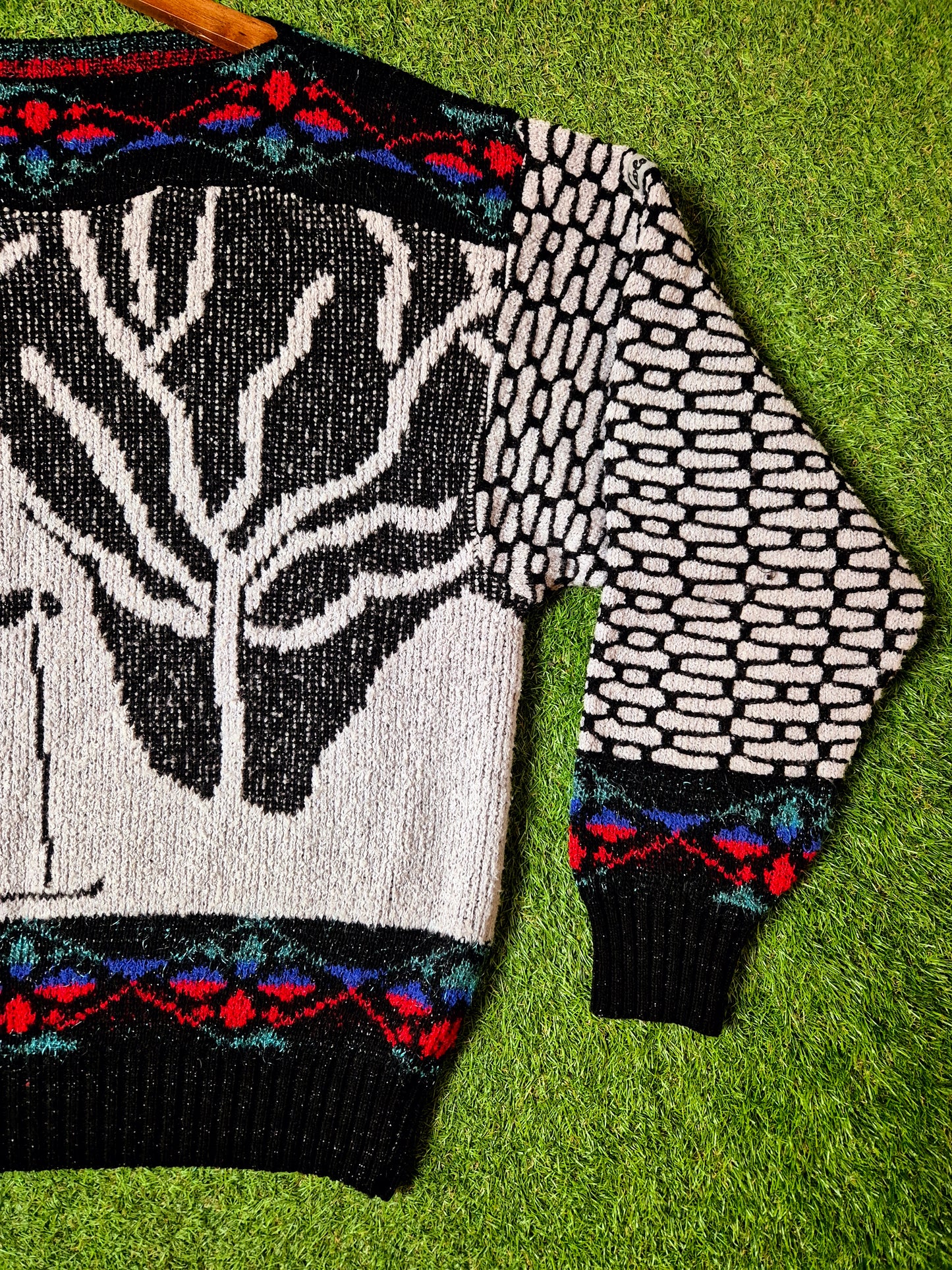 Original/Auth Carlo Colucci - Vintage Pullover - Grau mit Ski Muster - M/L (52)