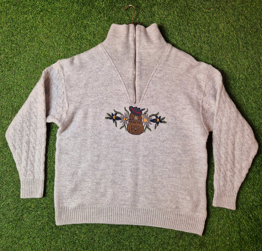 Original/Auth Carlo Colucci - Vintage Pullover - Grau Wolle - S/M