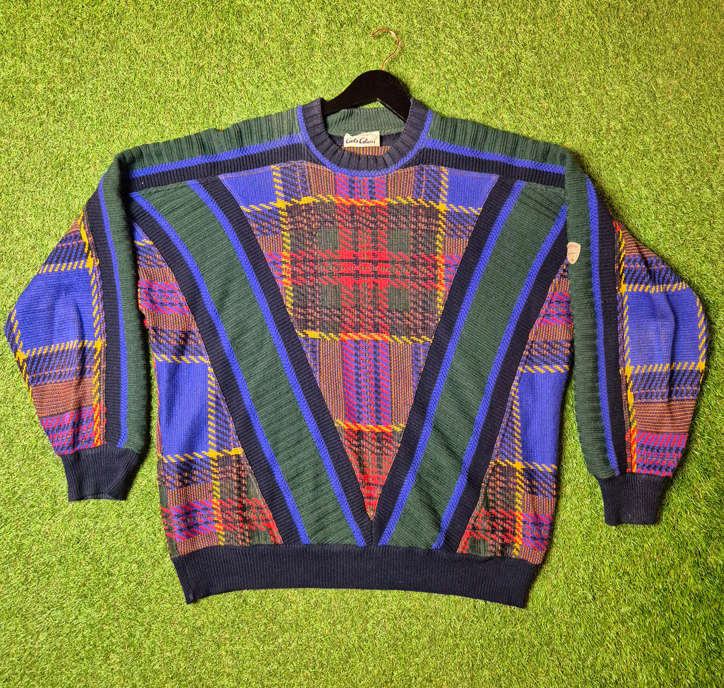 Original/Auth Carlo Colucci - Vintage Pullover - Bunt mit Muster - L/XL (54)