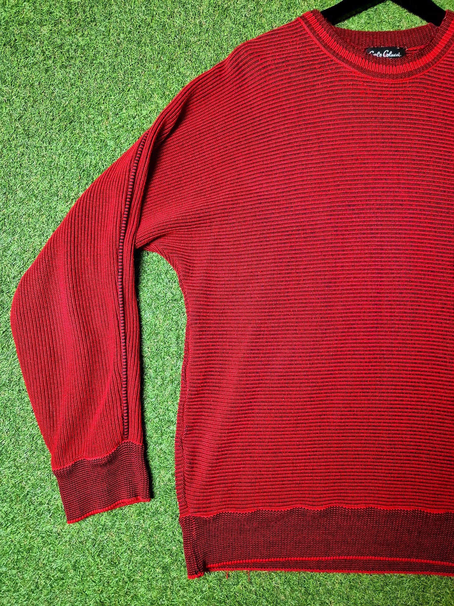 Original/Auth Carlo Colucci - Vintage Pullover - Rot/Schwarz - M/L (52)