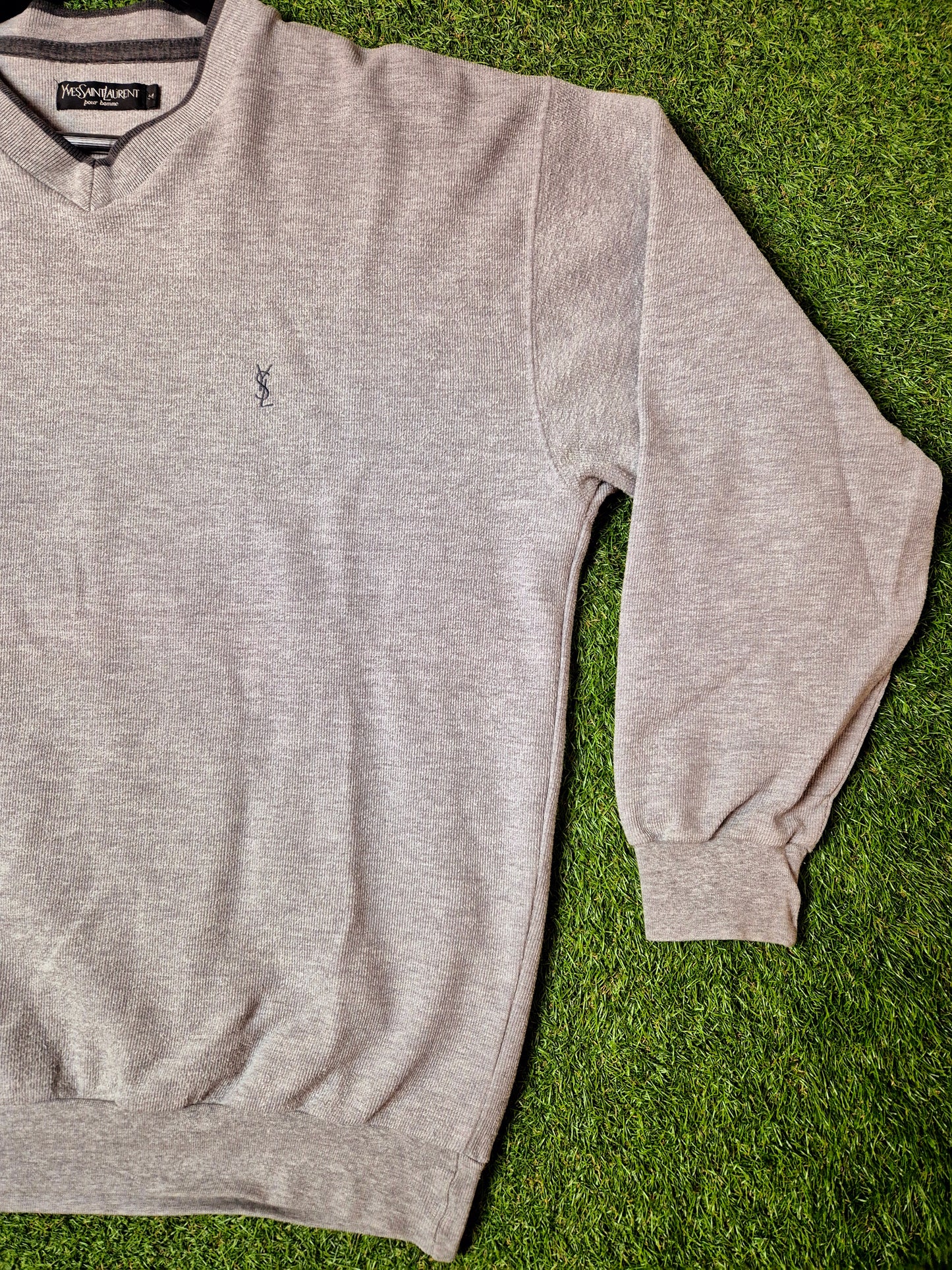 Original/Auth YSL - Vintage 90er Pullover - Grau - M