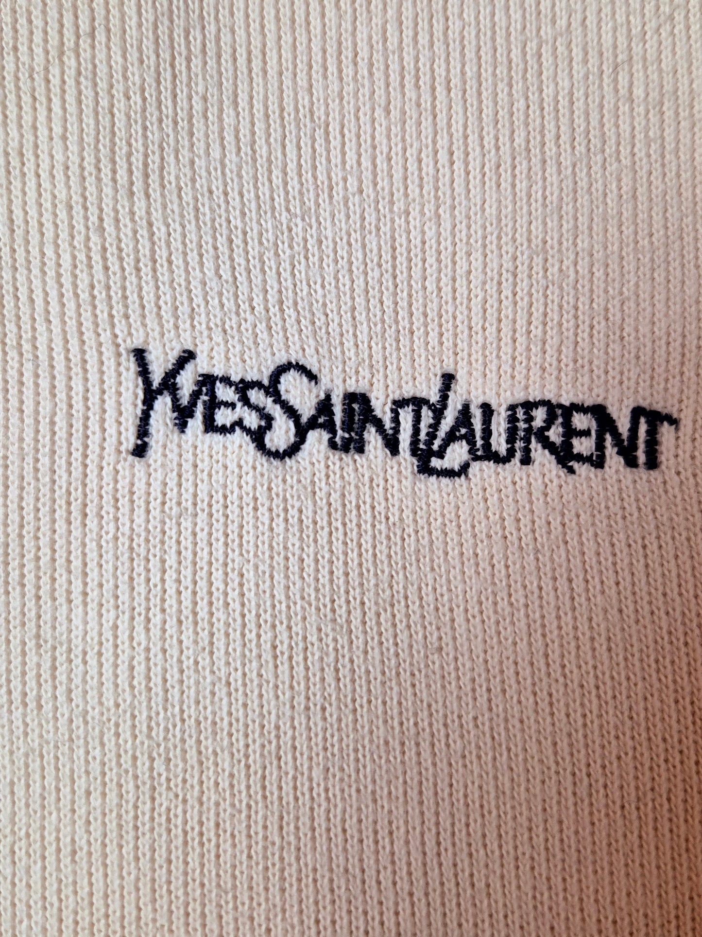 Original/Auth YSL - Vintage 90er Pullover - Weiß/Creme mit Kragen - M