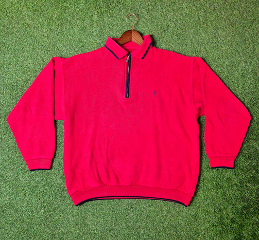 Original/Auth YSL - Vintage 90er Pullover - Rot mit Polokragen - M