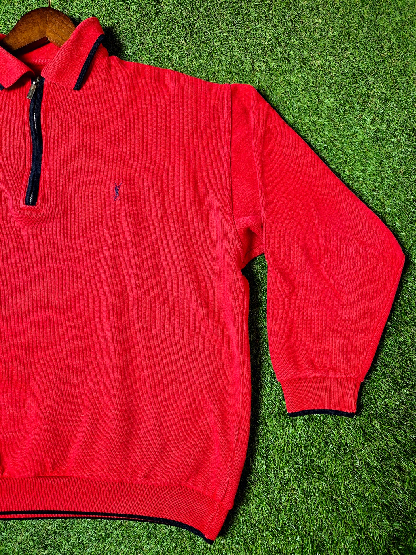 Original/Auth YSL - Vintage 90er Pullover - Rot mit Polokragen - M