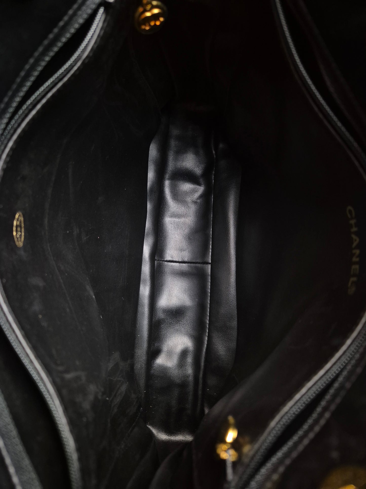 Original/Auth Chanel - Vintage Umhängetasche - gesteppt - Lammleder Schwarz