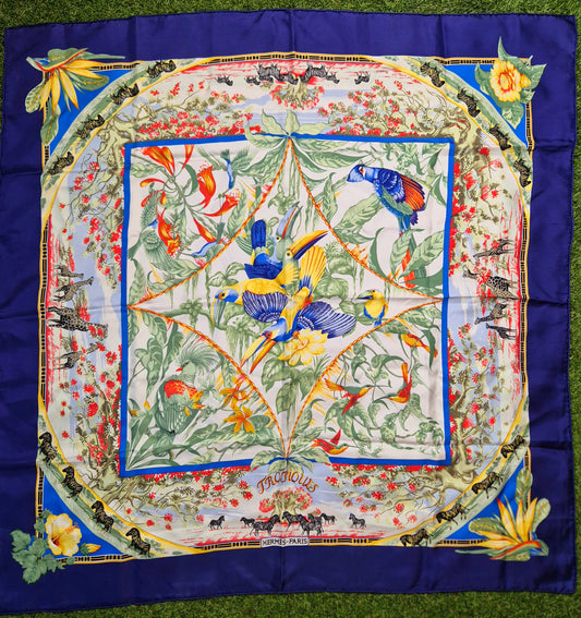 Original/Auth Hermès - Vintage Seidentuch Carré - 90 x 90 - Tropiques
