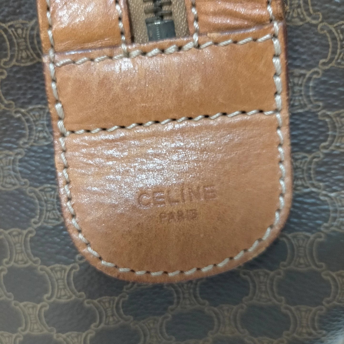 Original/Auth Celine Paris - Macadam Boston Bag - Canvas mit Leder