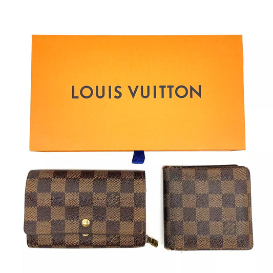 Original/Auth Louis Vuitton - Damier Ebene Tresor/Bi-fold Wallet - Set mit Box