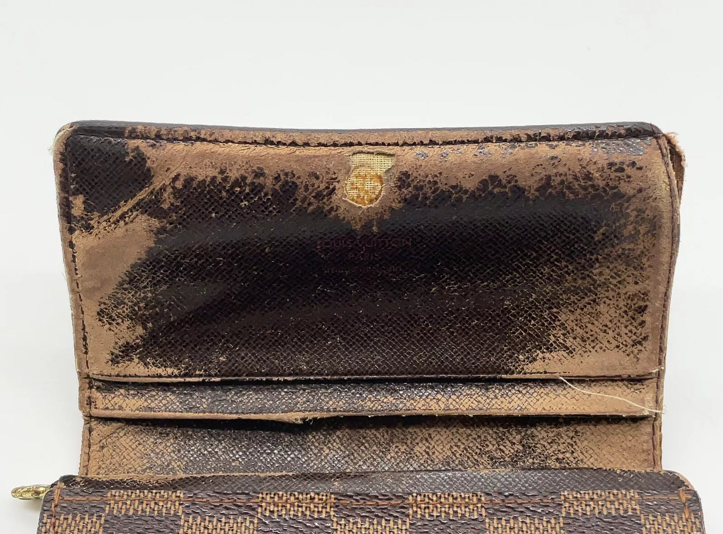 Original/Auth Louis Vuitton - Damier Ebene Tresor/Bi-fold Wallet - Set mit Box
