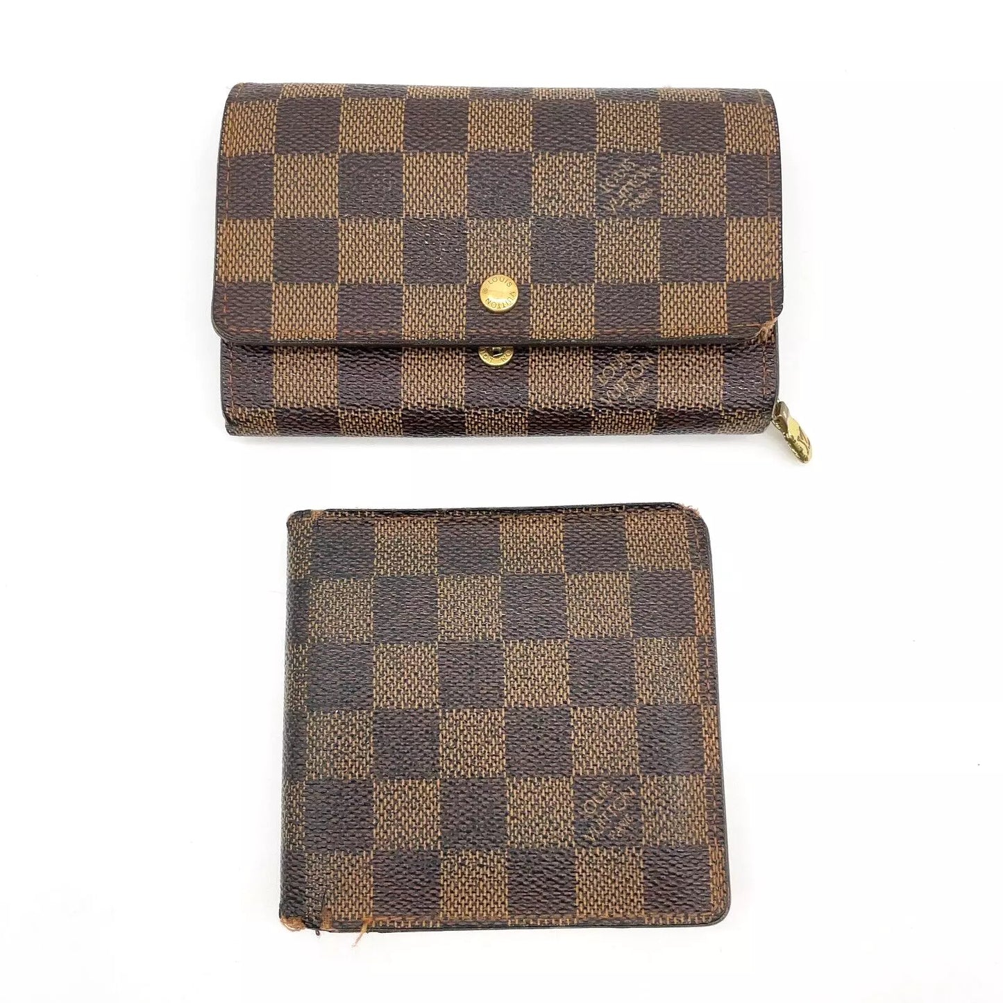 Original/Auth Louis Vuitton - Damier Ebene Tresor/Bi-fold Wallet - Set mit Box