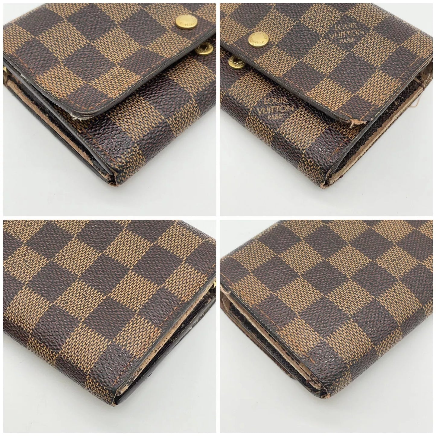 Original/Auth Louis Vuitton - Damier Ebene Tresor/Bi-fold Wallet - Set mit Box