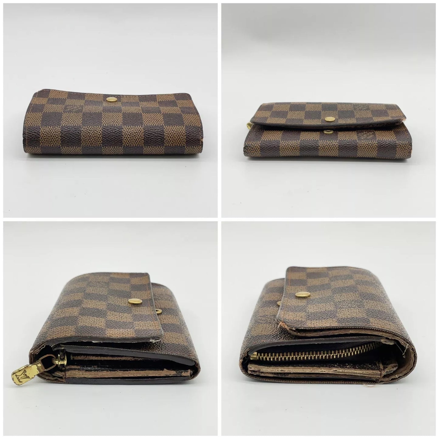 Original/Auth Louis Vuitton - Damier Ebene Tresor/Bi-fold Wallet - Set mit Box