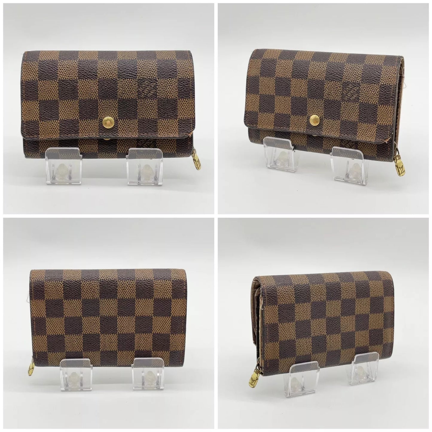 Original/Auth Louis Vuitton - Damier Ebene Tresor/Bi-fold Wallet - Set mit Box
