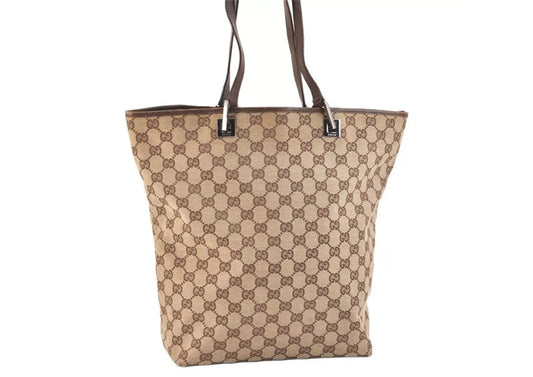 Original/Auth Gucci - Tote Bag Schultertasche - Klassisch - GG Canvas mit Leder