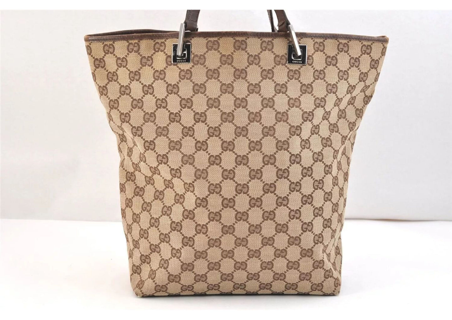 Original/Auth Gucci - Tote Bag Schultertasche - Klassisch - GG Canvas mit Leder