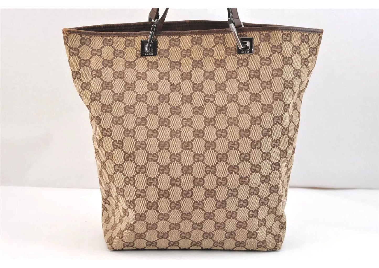 Original/Auth Gucci - Tote Bag Schultertasche - Klassisch - GG Canvas mit Leder