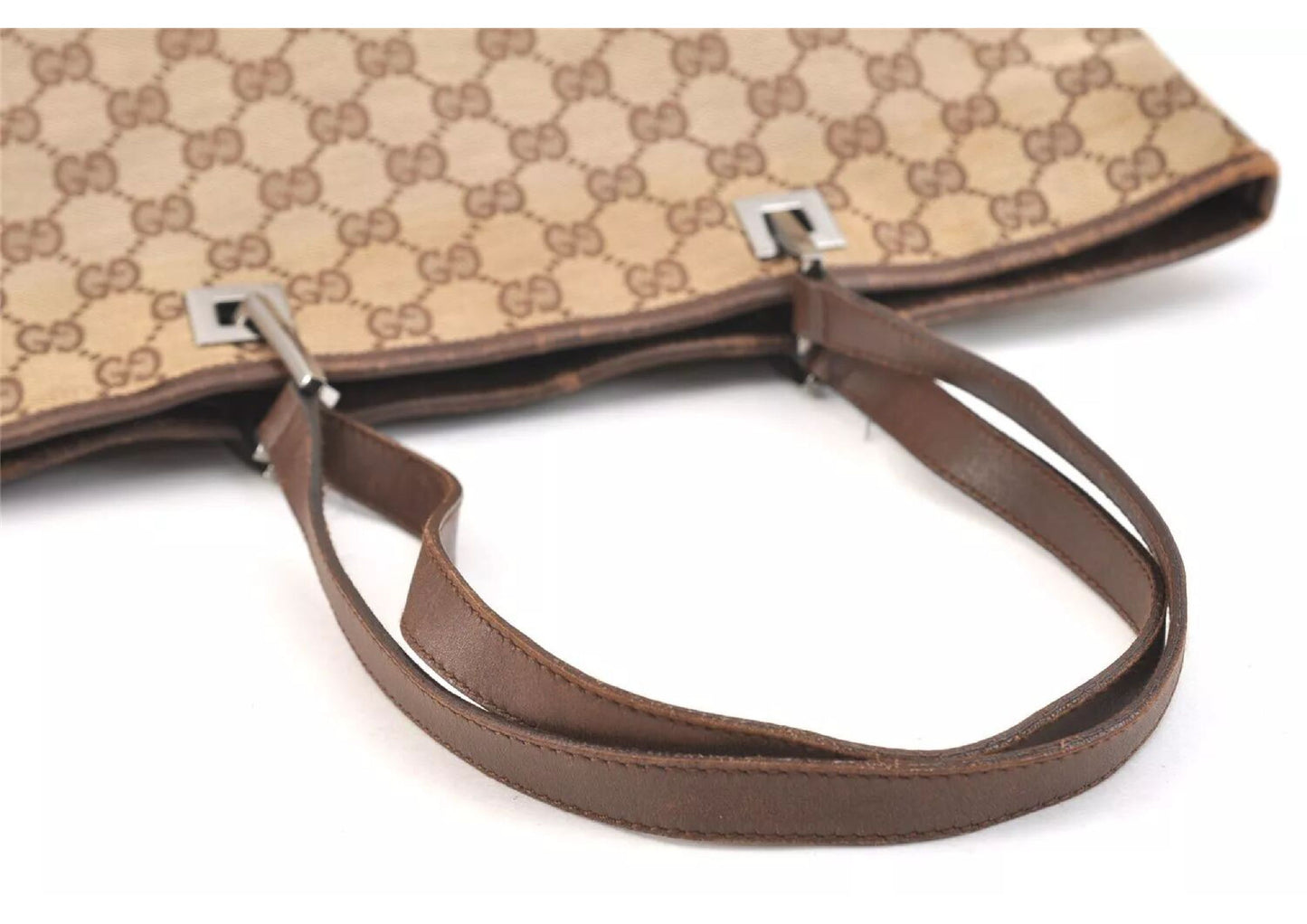 Original/Auth Gucci - Tote Bag Schultertasche - Klassisch - GG Canvas mit Leder
