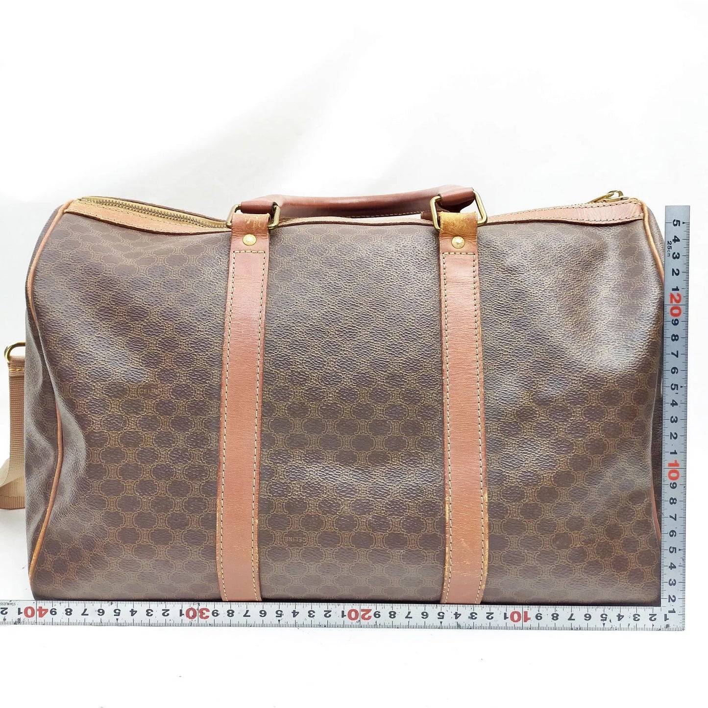 Original/Auth Celine Paris - Macadam Boston Bag mit Gurt - Canvas mit Leder