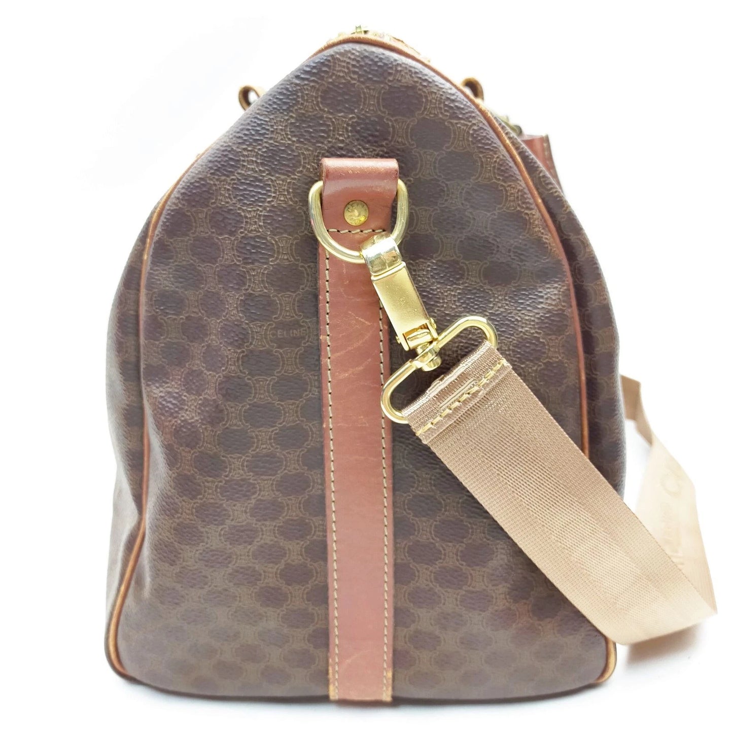 Original/Auth Celine Paris - Macadam Boston Bag mit Gurt - Canvas mit Leder