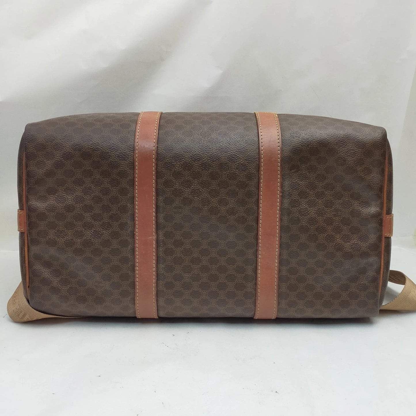 Original/Auth Celine Paris - Macadam Boston Bag mit Gurt - Canvas mit Leder