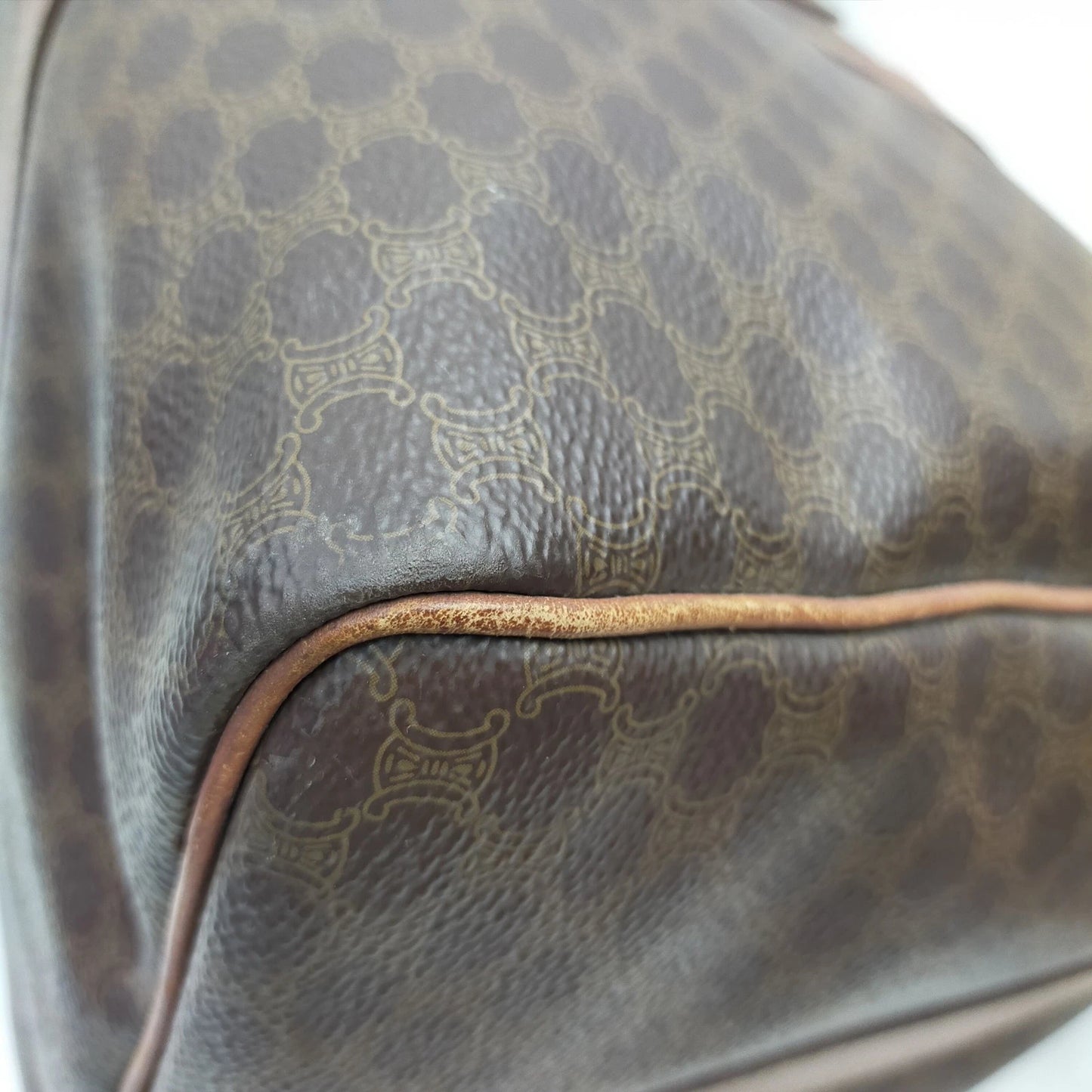 Original/Auth Celine Paris - Macadam Boston Bag mit Gurt - Canvas mit Leder