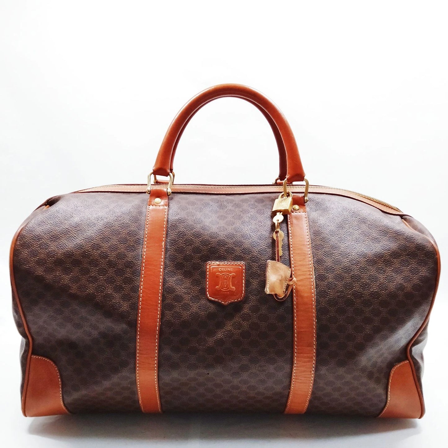 Original/Auth Celine Paris - Macadam Boston Bag - Canvas mit Leder