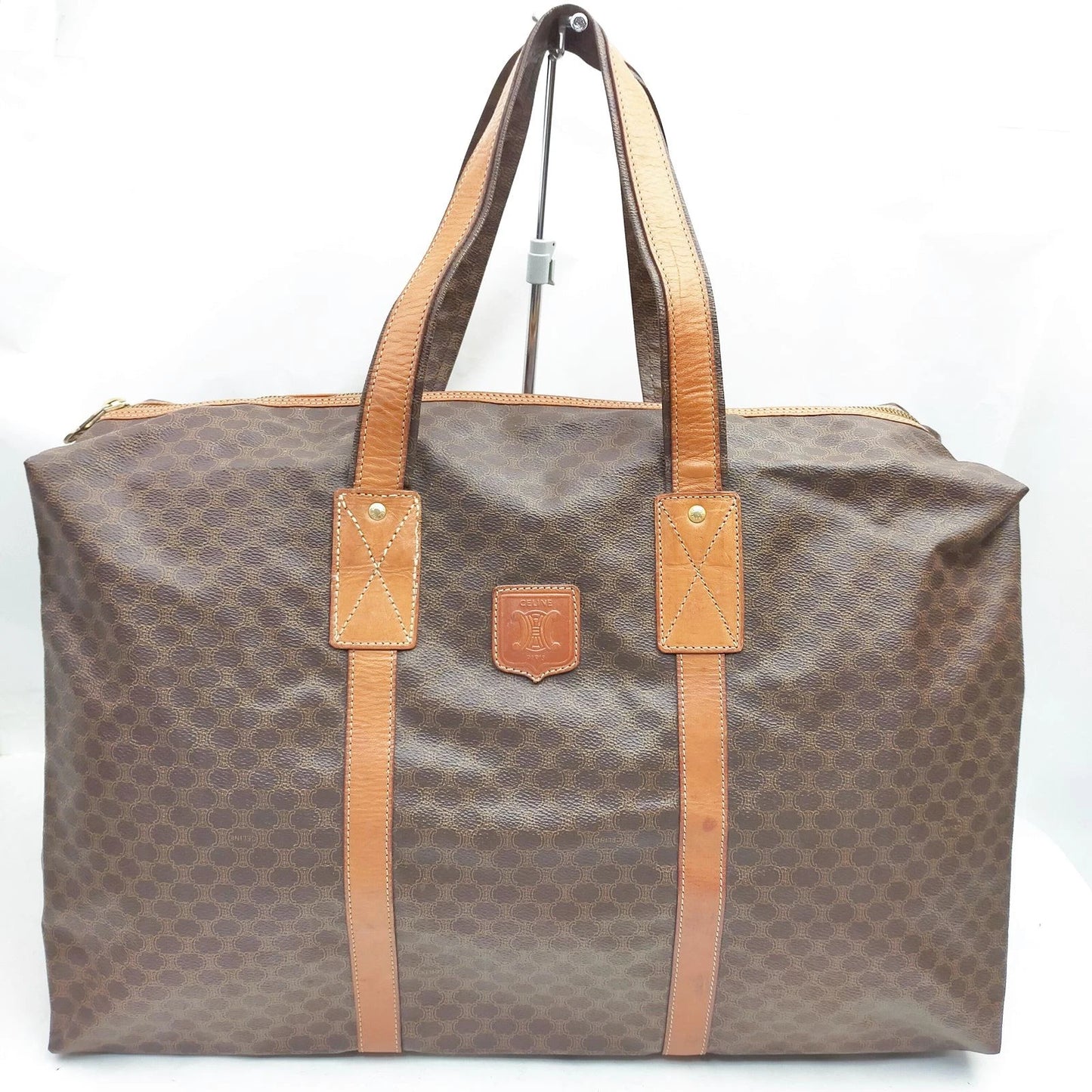 Original/Auth Celine Paris - Macadam Boston Bag - Canvas mit Leder