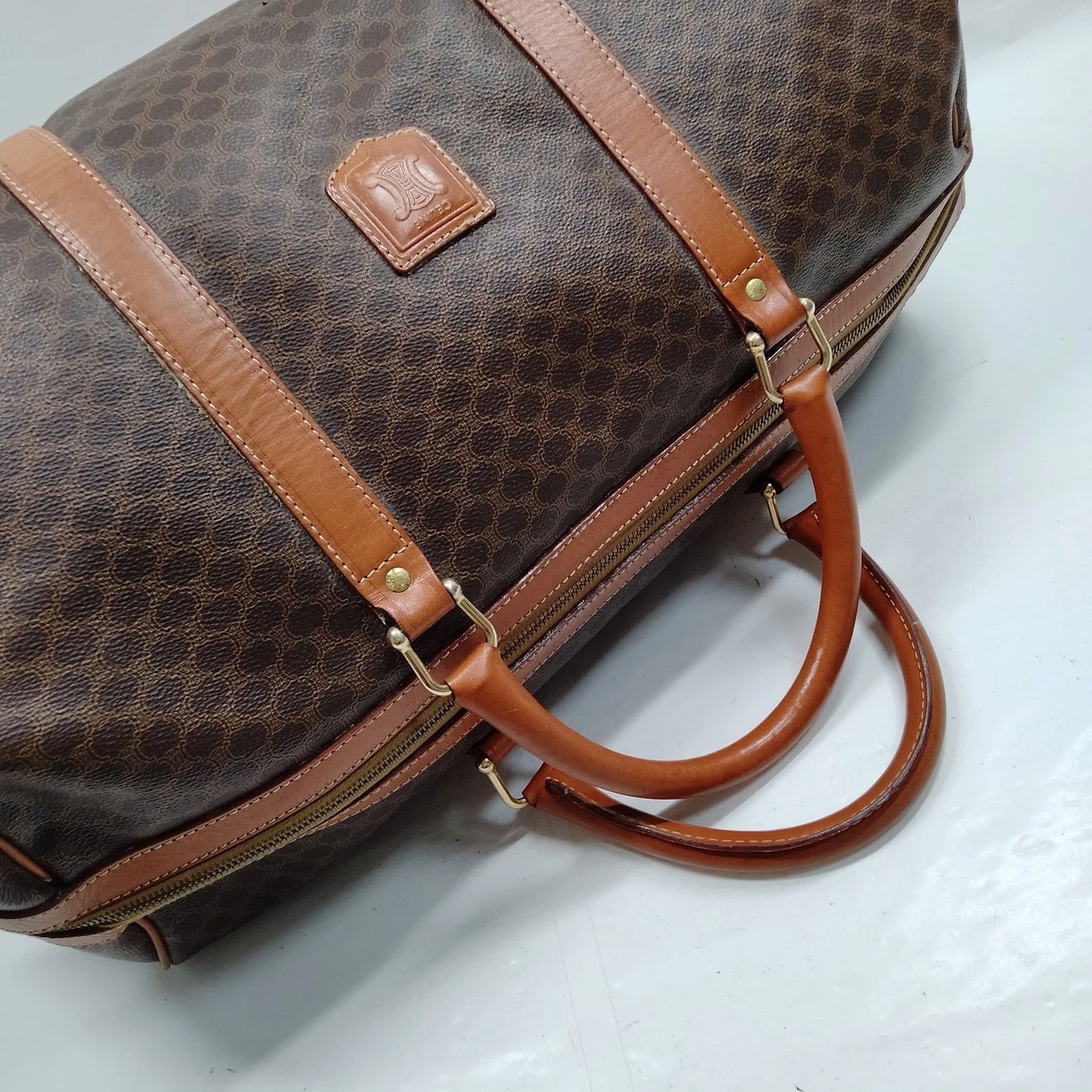 Original/Auth Celine Paris - Macadam Boston Bag - Canvas mit Leder