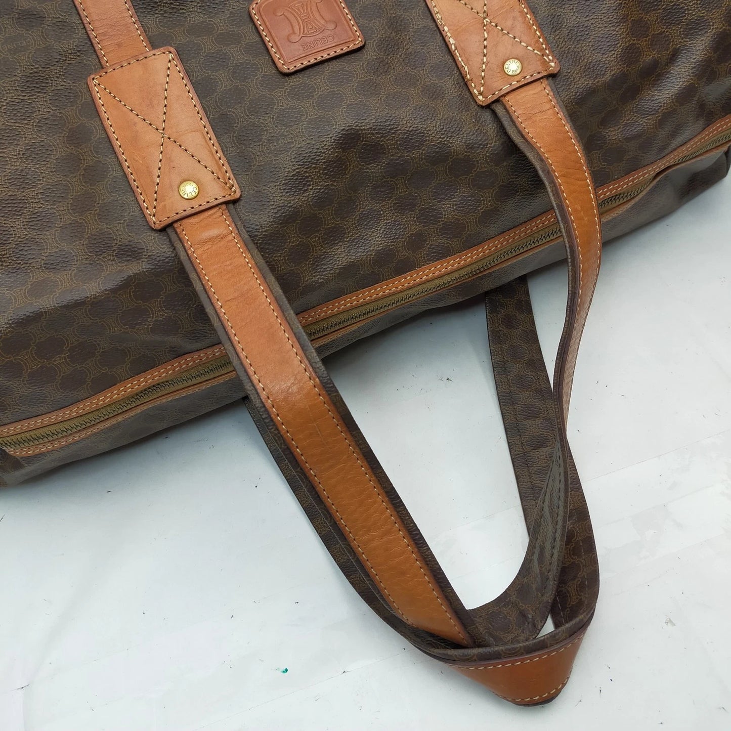 Original/Auth Celine Paris - Macadam Boston Bag - Canvas mit Leder