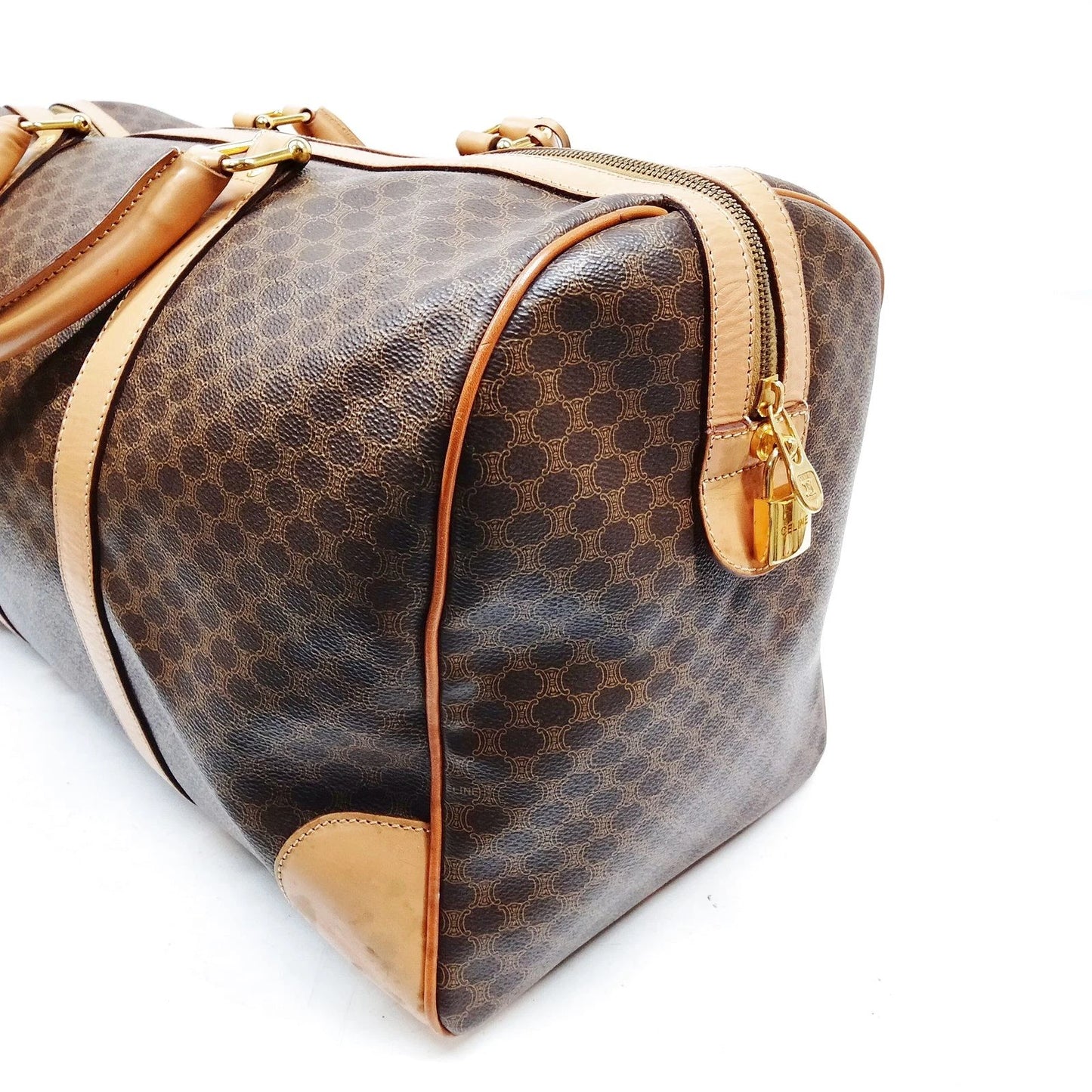 Original/Auth Celine Paris - Macadam Boston Bag - Canvas mit Leder