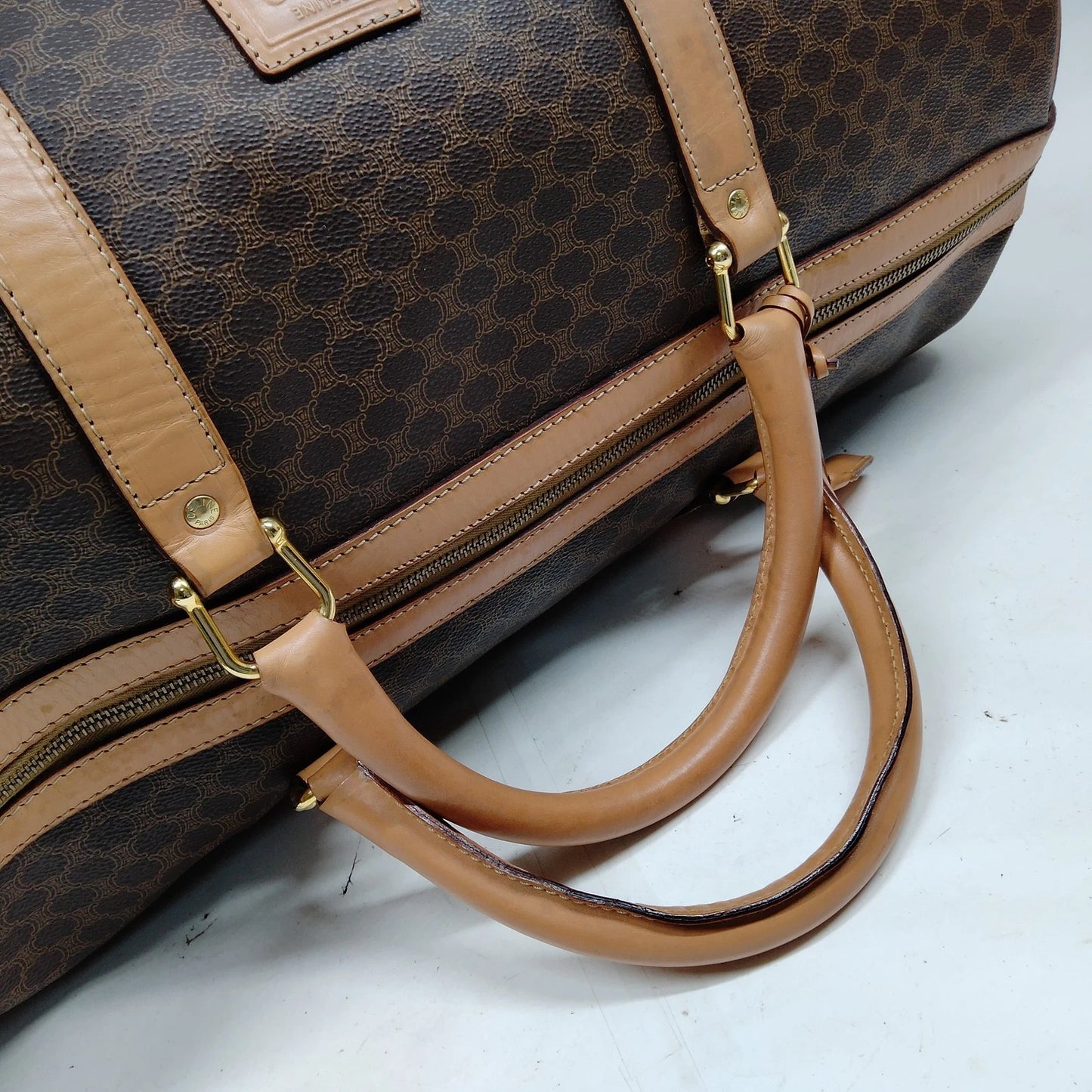 Original/Auth Celine Paris - Macadam Boston Bag - Canvas mit Leder