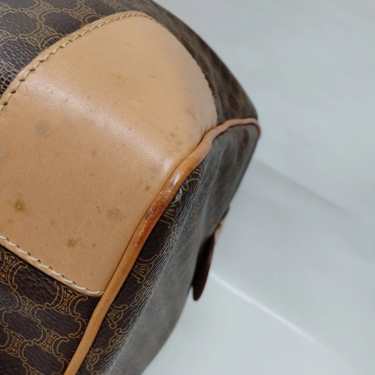 Original/Auth Celine Paris - Macadam Boston Bag - Canvas mit Leder