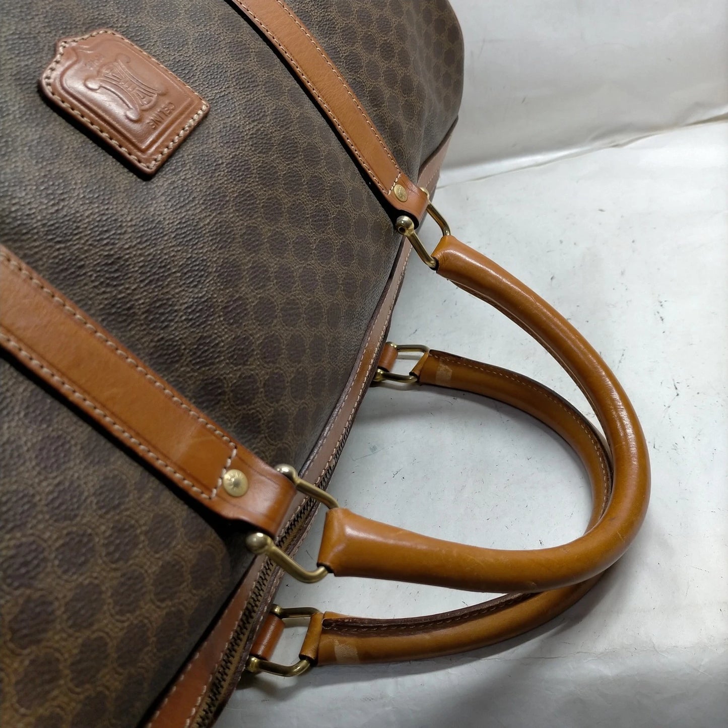 Original/Auth Celine Paris - Macadam Boston Bag - Canvas mit Leder