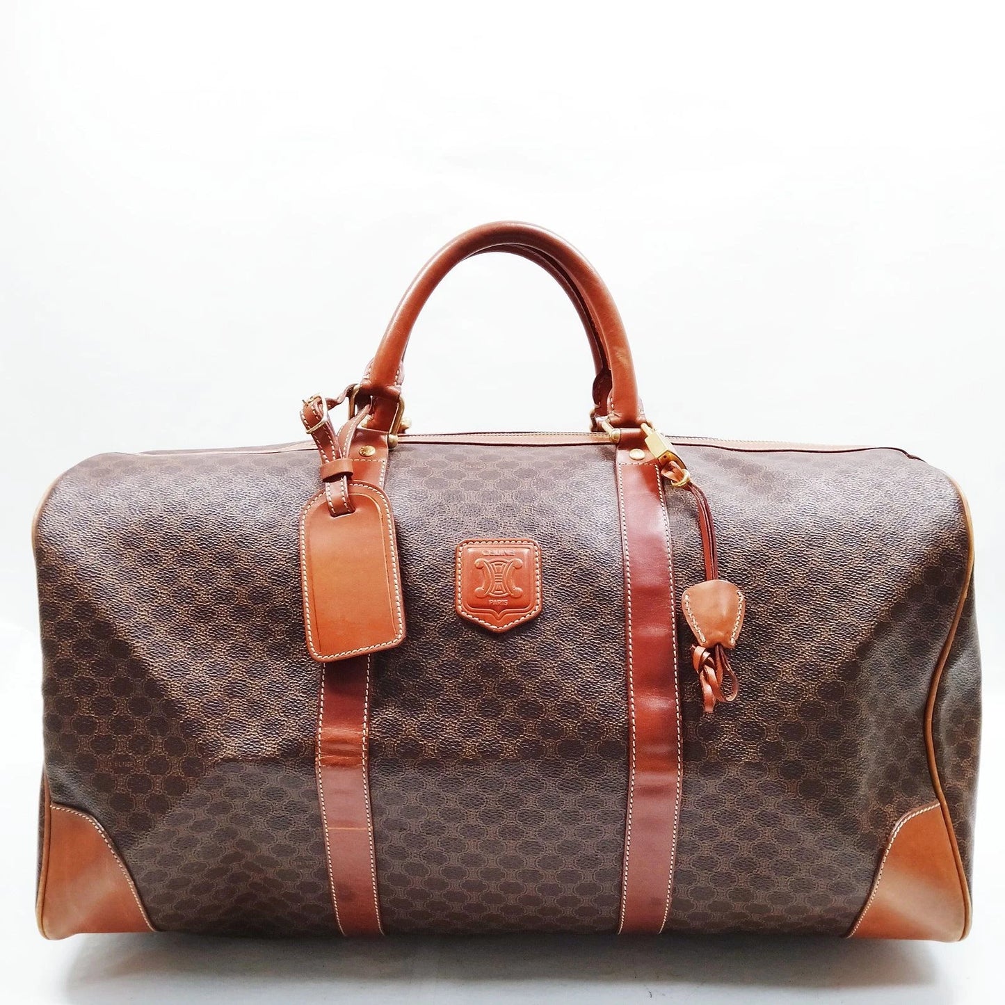 Original/Auth Celine Paris - Macadam Boston Bag - Canvas mit Leder