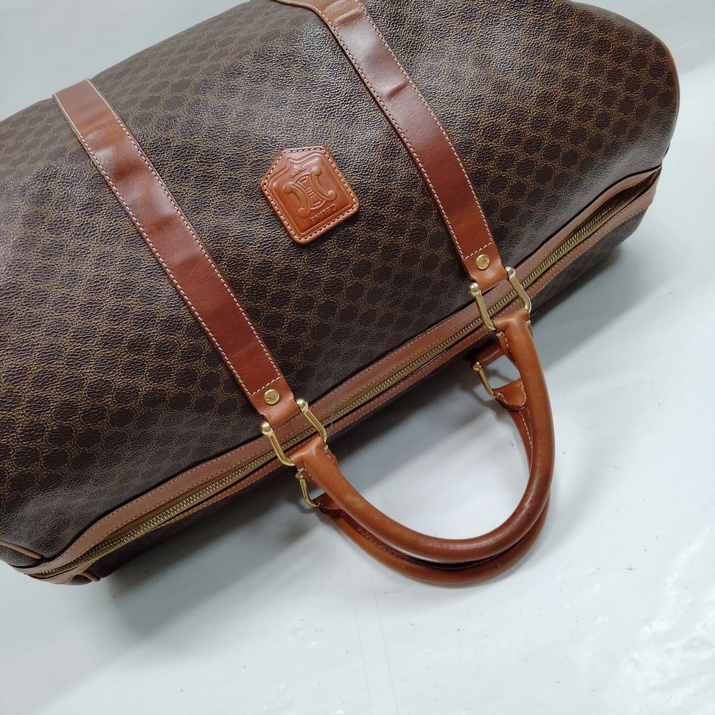 Original/Auth Celine Paris - Macadam Boston Bag - Canvas mit Leder
